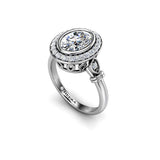 Amia Oval Cut Halo Engagement Ring in Platinum - HEERA DIAMONDS