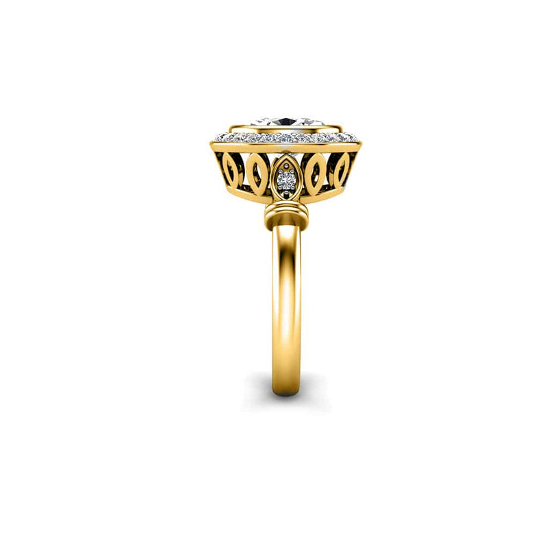 Amia Oval Cut Halo Engagement Ring in Yellow Gold - HEERA DIAMONDS