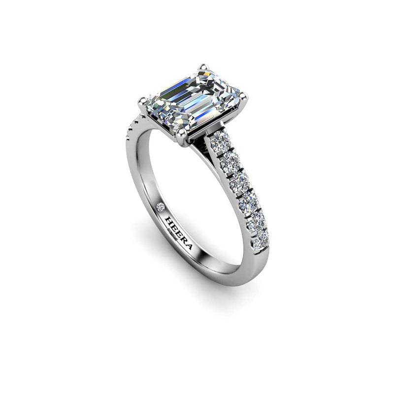 Arabella Emerald Cut Engagement Ring with Diamond Shoulders in Platinum - HEERA DIAMONDS