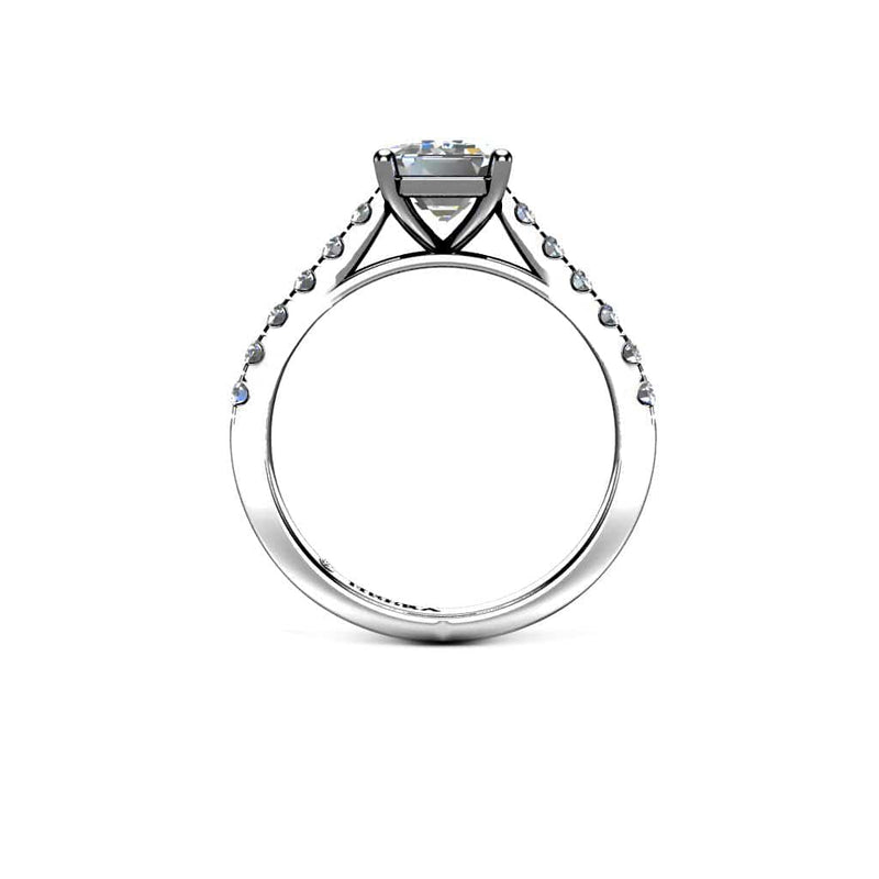 Arabella Emerald Cut Engagement Ring with Diamond Shoulders in Platinum - HEERA DIAMONDS