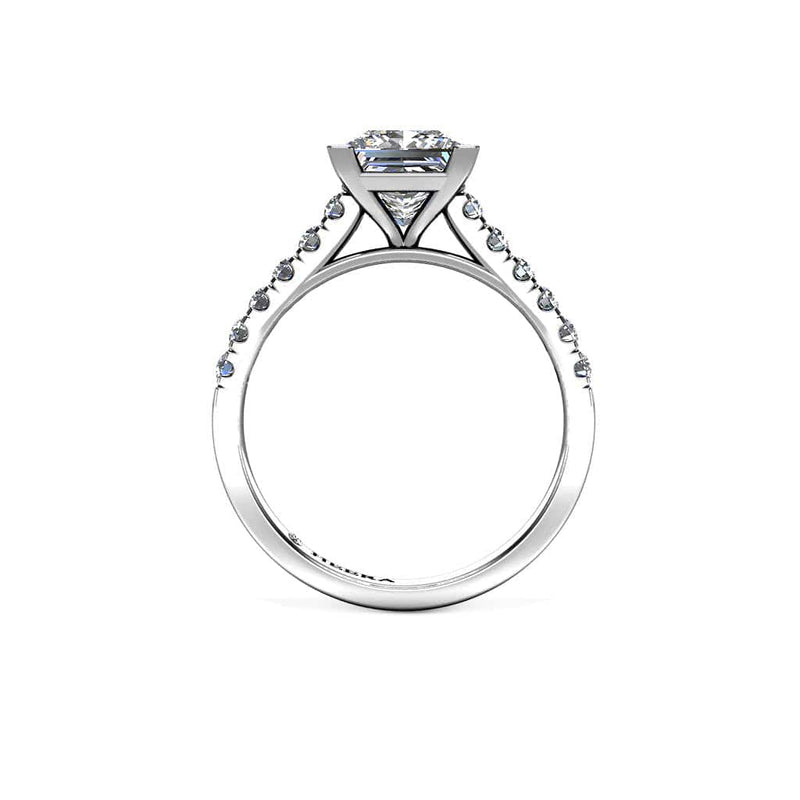 Arabella Princess Cut Engagement Ring with Diamond Shoulders in Platinum - HEERA DIAMONDS
