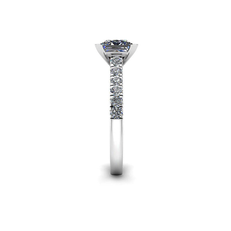 Arabella Princess Cut Engagement Ring with Diamond Shoulders in Platinum - HEERA DIAMONDS