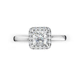 Ayana Princess Cut Halo Engagement Ring in Platinum - HEERA DIAMONDS