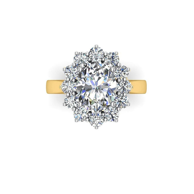 Carola Oval Cut Engagement Ring with Flower Halo in Yellow Gold - HEERA DIAMONDS
