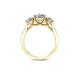 Cushion Trilogy Engagement Ring in 18ct Yellow Gold - HEERA DIAMONDS