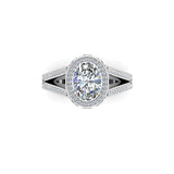 Decima Oval Cut Halo Engagement Ring in Platinum - HEERA DIAMONDS