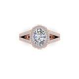 Decima Oval Cut Halo Engagement Ring in Rose Gold - HEERA DIAMONDS