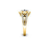 Decima Oval Cut Halo Engagement Ring in Yellow Gold - HEERA DIAMONDS