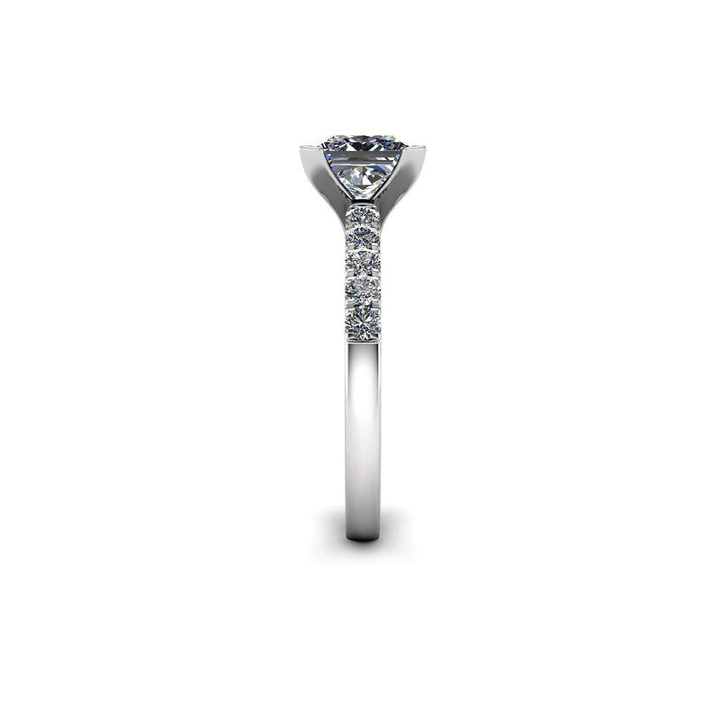 Elvina Princess Cut Engagement Ring with Diamond Shoulders in Platinum - HEERA DIAMONDS