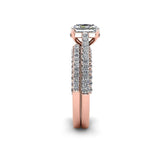 Emerald Cut Pave Solitaire Engagement Ring in Rose Gold - HEERA DIAMONDS
