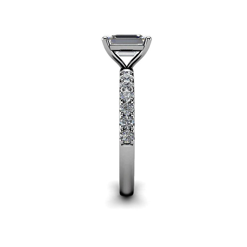 Eris Emerald Cut Engagement Ring with Diamond Shoulders in Platinum - HEERA DIAMONDS