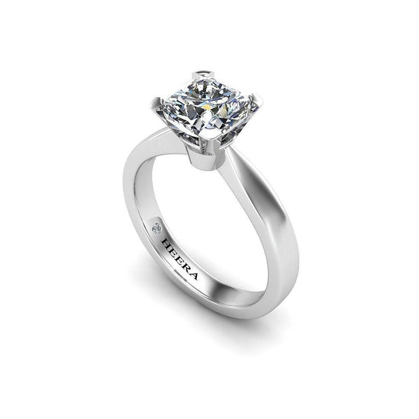 Evia Cushion Cut Solitaire Engagement Ring in Platinum - HEERA DIAMONDS