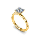Flair Round Brilliant twined Solitaire Engagement Ring in Yellow Gold - HEERA DIAMONDS