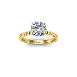Flair Round Brilliant twined Solitaire Engagement Ring in Yellow Gold - HEERA DIAMONDS