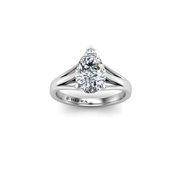 Kalina Pear Cut Solitaire Engagement Ring in Platinum - HEERA DIAMONDS
