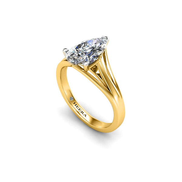 Kalina Pear Cut Solitaire Engagement Ring in Yellow Gold - HEERA DIAMONDS