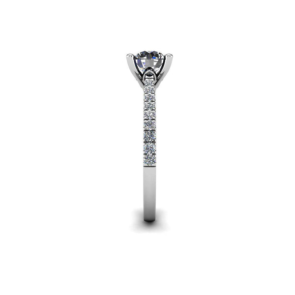 Karmella's Round Brilliant Cut Engagement Ring with Diamond Shoulders in P950 - HEERA DIAMONDS