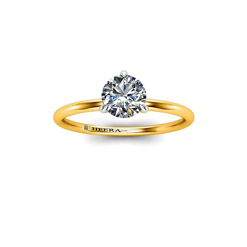 Kayara Round Brilliant 3 claw Solitaire Engagement Ring in Yellow Gold - HEERA DIAMONDS