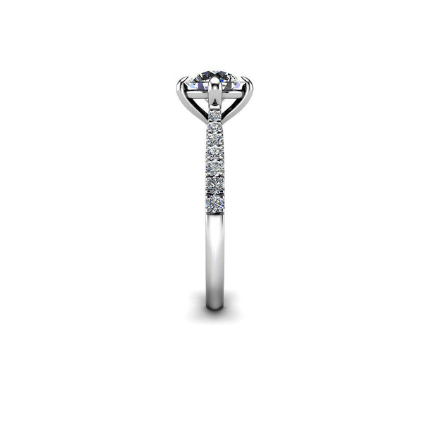 Lorna Round Brilliant Cut Engagement Ring with Diamond Shoulders in Platinum 950 - HEERA DIAMONDS