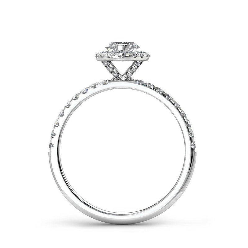Marquise Cut Engagement Ring with Diamond Shoulders and Halo in Platinum - HEERA DIAMONDS