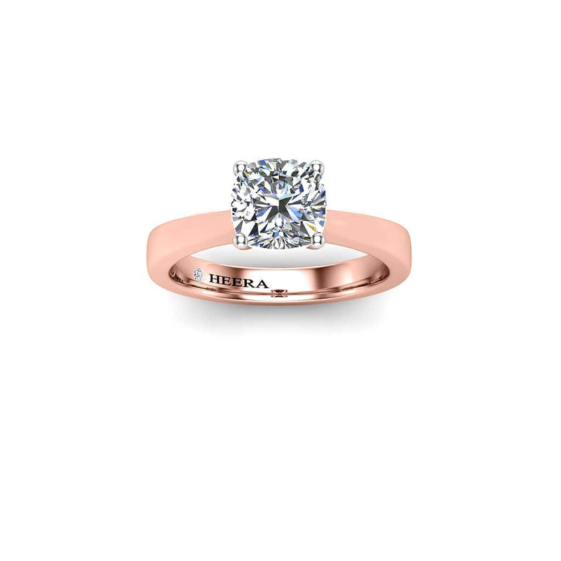 Nora Cushion Cut Solitaire Engagement Ring in Rose Gold - HEERA DIAMONDS