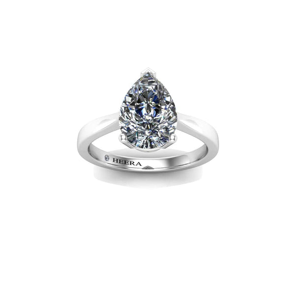 Nova Pear Cut Solitaire Engagement Ring in Platinum - HEERA DIAMONDS