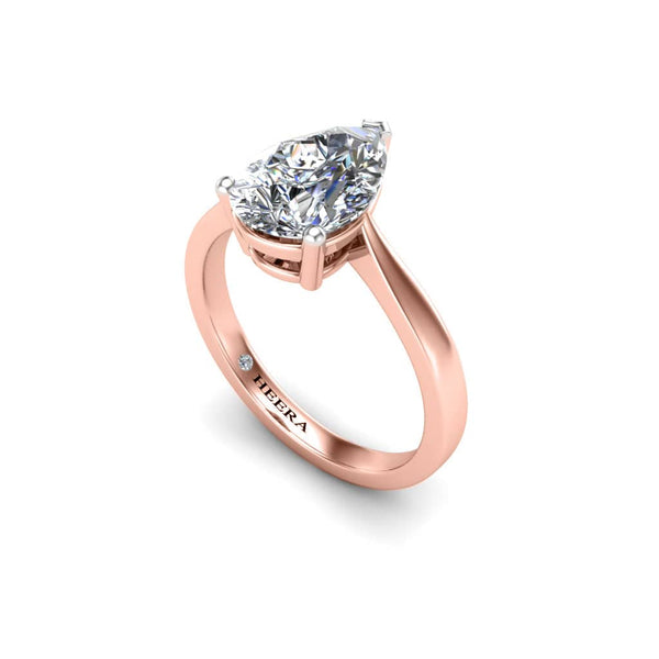 Nova Pear Cut Solitaire Engagement Ring in Rose Gold - HEERA DIAMONDS