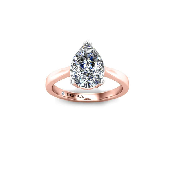 Nova Pear Cut Solitaire Engagement Ring in Rose Gold - HEERA DIAMONDS
