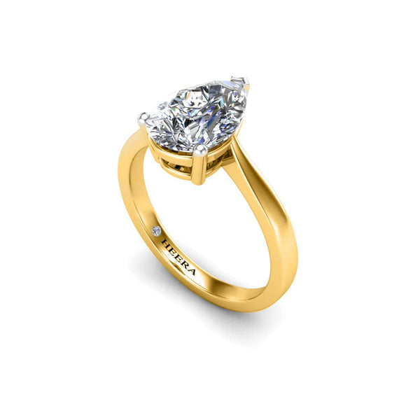 Nova Pear Cut Solitaire Engagement Ring in Yellow Gold - HEERA DIAMONDS