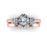 Oval Cut and Round Brilliant Trilogy Engagement Ring in Rose Gold - HEERA DIAMONDS