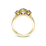 Oval Cut and Round Brilliant Trilogy Engagement Ring in Yellow Gold - HEERA DIAMONDS