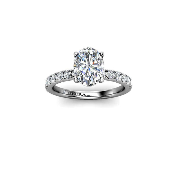 Oval Cut Engagement Ring with Diamond Shoulders in Platinum - HEERA DIAMONDS