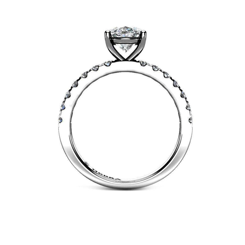 Oval Cut Engagement Ring with Diamond Shoulders in Platinum - HEERA DIAMONDS