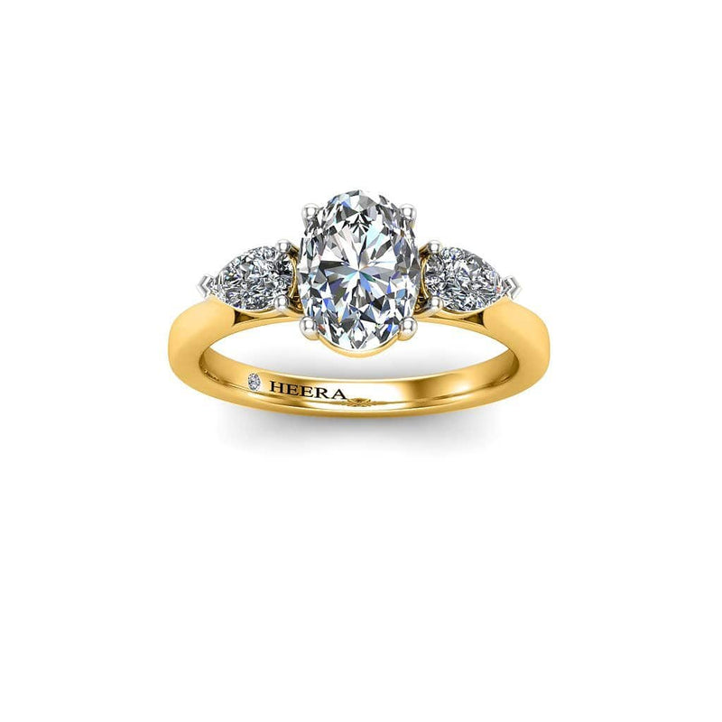 Oval Cut Trilogy Engagement Ring in 18ct Yellow Gold Gloria - HEERA DIAMONDS