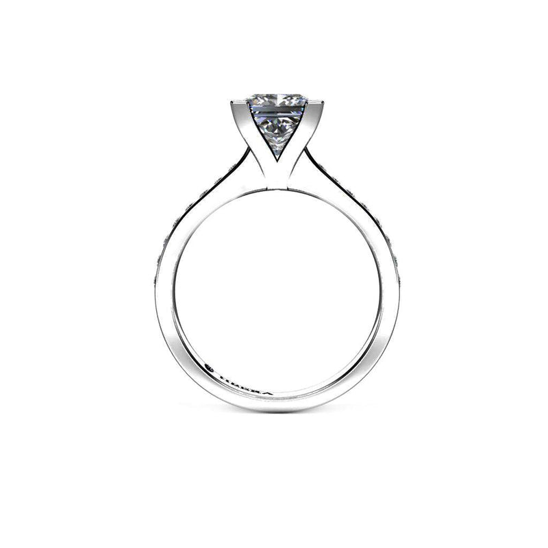 Palma Princess Cut Engagement Ring with Diamond Shoulders in Platinum - HEERA DIAMONDS