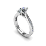 Pear Shape Engagement Ring with Diamond Shoulders in Platinum - HEERA DIAMONDS