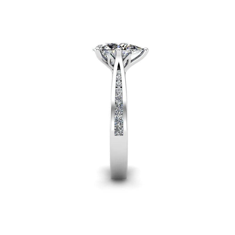 Pear Shape Engagement Ring with Diamond Shoulders in Platinum - HEERA DIAMONDS