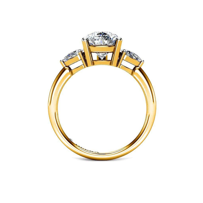 Pear Shape Trilogy Engagement Ring in 18ct yellow Gold - HEERA DIAMONDS