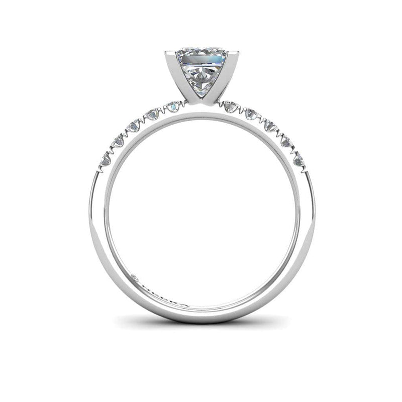 Princess Cut Engagement Ring II with Diamond Shoulders in Platinum - HEERA DIAMONDS