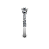 Round Brilliant Art Deco Trilogy Engagement Ring in Platinum - HEERA DIAMONDS
