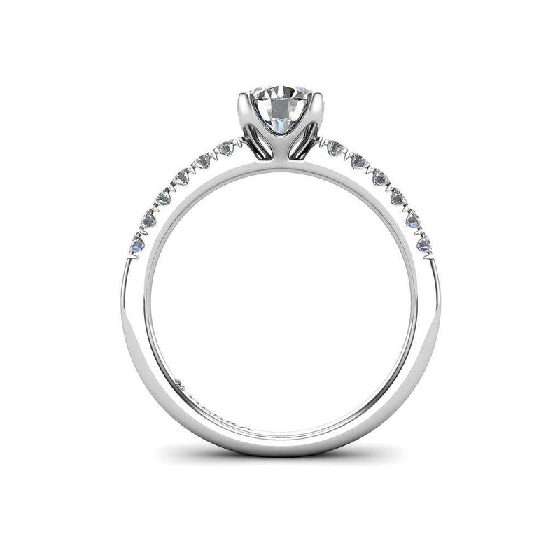 Round Brilliant Engagement Ring with Diamond Shoulders in Platinum - HEERA DIAMONDS