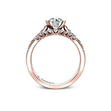 Round Brilliant Engagement Ring with Diamond Shoulders in Rose Gold - HEERA DIAMONDS