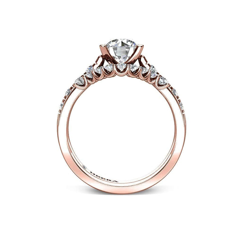 Round Brilliant Engagement Ring with Diamond Shoulders in Rose Gold - HEERA DIAMONDS