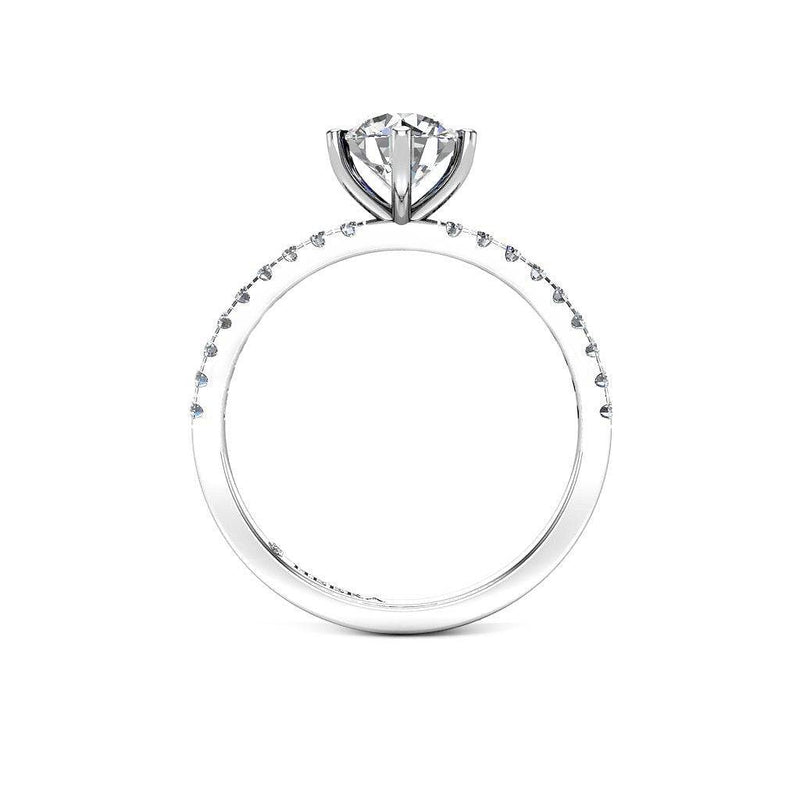 Round Brilliant Engagement Ring with Fine Diamond Shoulders in Platinum - HEERA DIAMONDS