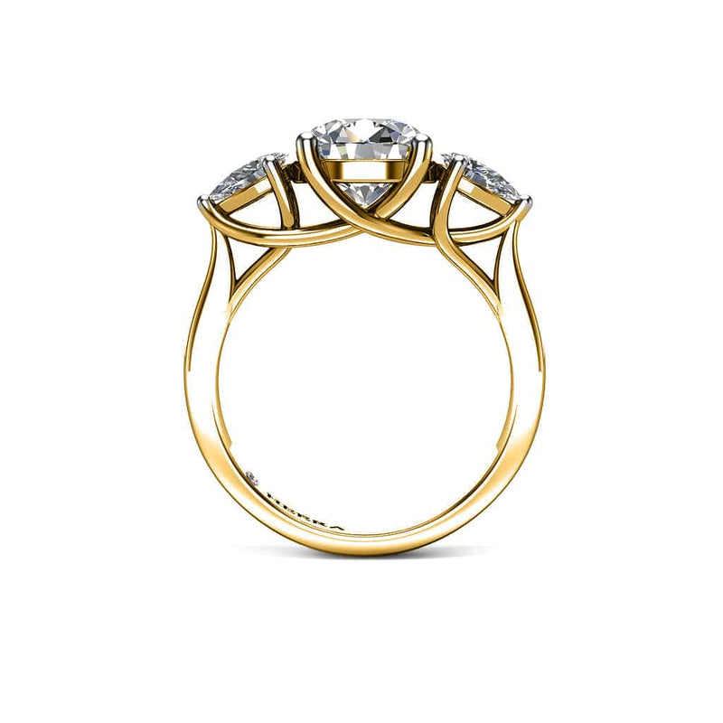 Round Brilliant Trilogy Ring in Yellow Gold - HEERA DIAMONDS