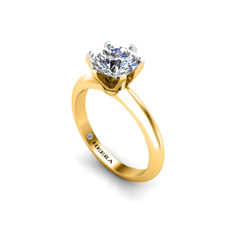Sarina Round Brilliant 6 Claw Solitaire Engagement Ring in Yellow Gold - HEERA DIAMONDS