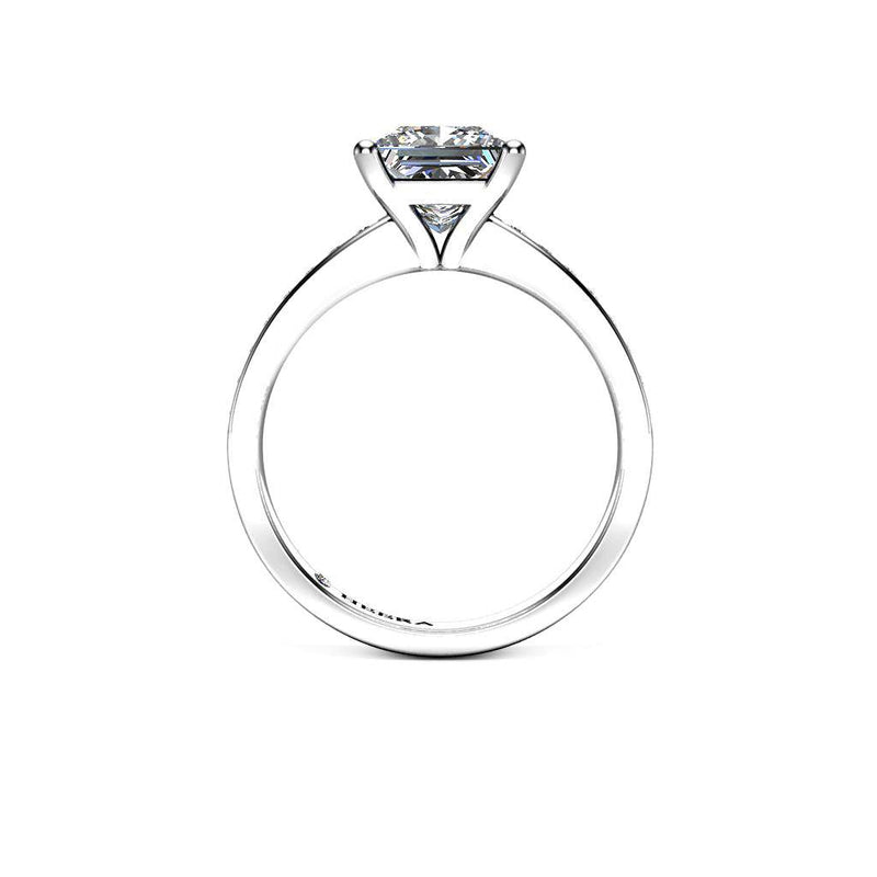 Silas Princess Cut Engagement Ring with Diamond Shoulders in Platinum - HEERA DIAMONDS