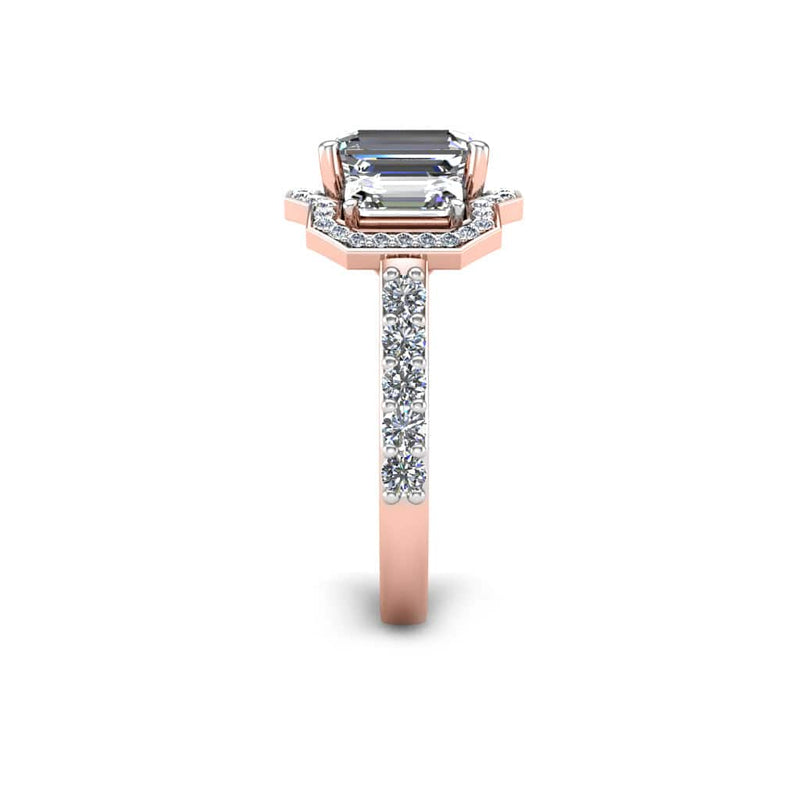 The Emerald Trilogy Engagement Ring in 18ct Rose Gold - HEERA DIAMONDS