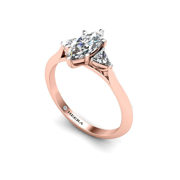 The Marquise Trillion Trilogy Engagement Ring in Rose Gold - HEERA DIAMONDS