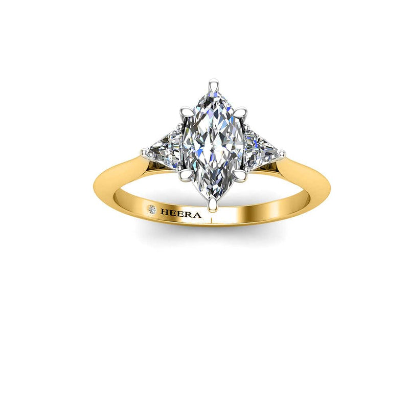 The Marquise Trillion Trilogy Engagement Ring in Yellow Gold - HEERA DIAMONDS